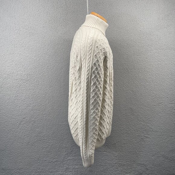 NWT Nike Life Mens Cable Knit Turtleneck Sweater Off White Chunky Relaxed Large - Picture 4 of 11
